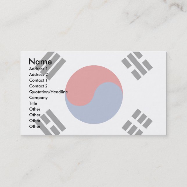 Tarjeta De Visita Bandera de Corea del Sur (Anverso)