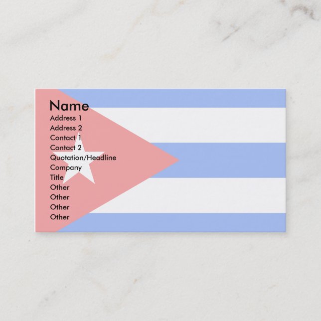 Tarjeta De Visita Bandera de Cuba (Anverso)