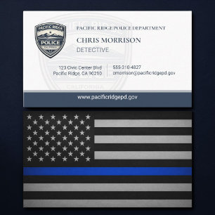 Tarjeta De Visita Bandera de detective de policía Línea Azul Fina Lo