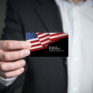 Tarjeta De Visita Bandera de EE. UU. Insignia Arte Pop Black