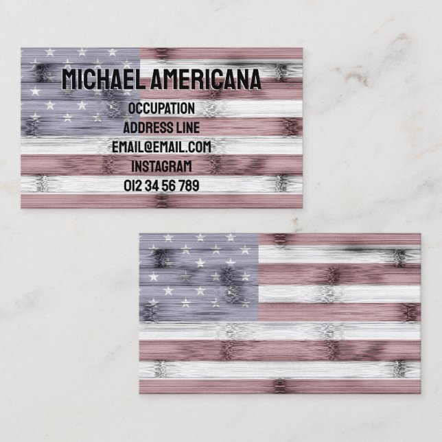 Tarjeta De Visita Bandera de Estados Unidos de la Madera Azul Rojo R (Anverso / Reverso)