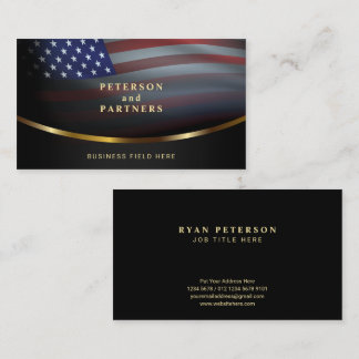 Tarjeta De Visita Bandera de Estados Unidos | Gradation Concave Gold