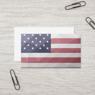 Tarjeta De Visita Bandera de Estados Unidos Malla Geométrica Red Whi