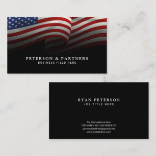 Tarjeta De Visita Bandera de Estados Unidos   Negra