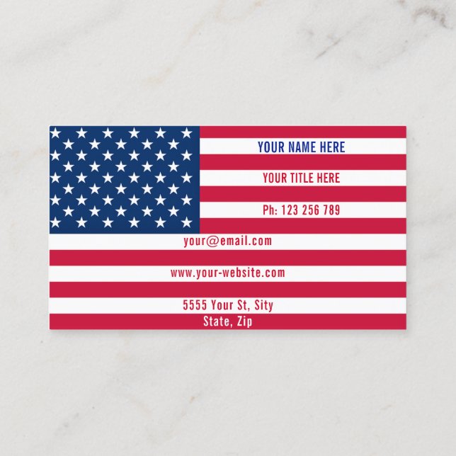 Tarjeta de visita Bandera de Estados Unidos Person (Reverso)