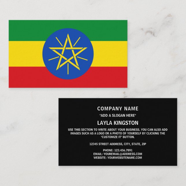 Tarjeta De Visita Bandera de Etiopía, bandera de Etiopía (Anverso / Reverso)