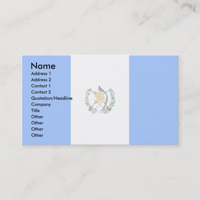 Tarjeta De Visita Bandera de Guatemala (Anverso)
