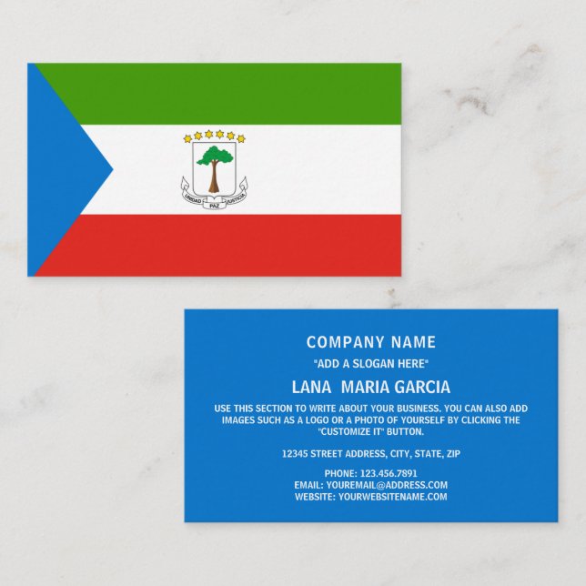Tarjeta De Visita Bandera de Guinea Ecuatorial, Bandera de Guinea Ec (Anverso / Reverso)
