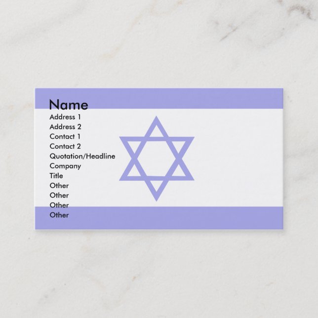Tarjeta De Visita Bandera de Israel (Anverso)