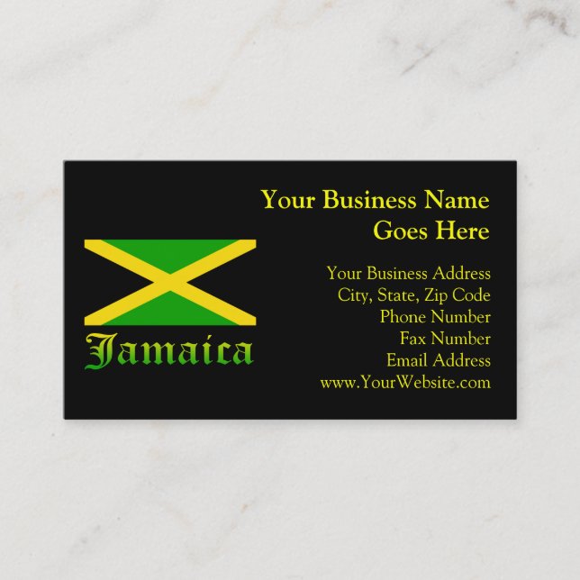 Tarjeta De Visita Bandera de Jamaica, negra, verde y amarilla (Anverso)