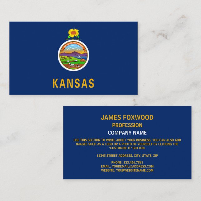 Tarjeta De Visita Bandera de Kansan, Bandera de Kansas (Anverso / Reverso)