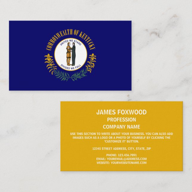 Tarjeta De Visita Bandera de Kentuckian, Bandera de Kentucky (Anverso / Reverso)