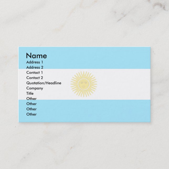 Tarjeta De Visita Bandera de la Argentina (Anverso)