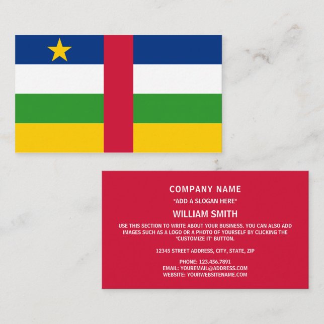 Tarjeta De Visita Bandera de la República Centroafricana (Anverso / Reverso)