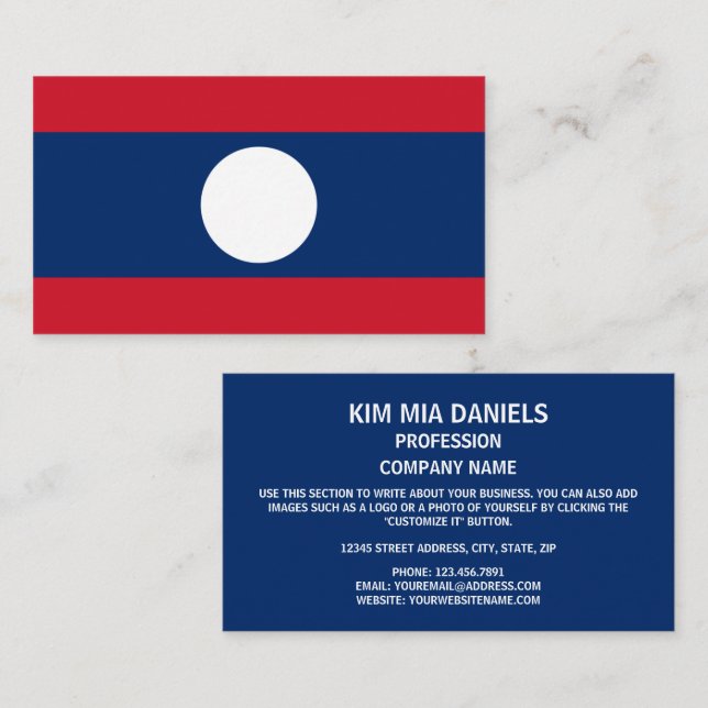 Tarjeta De Visita Bandera de Laos (Anverso / Reverso)