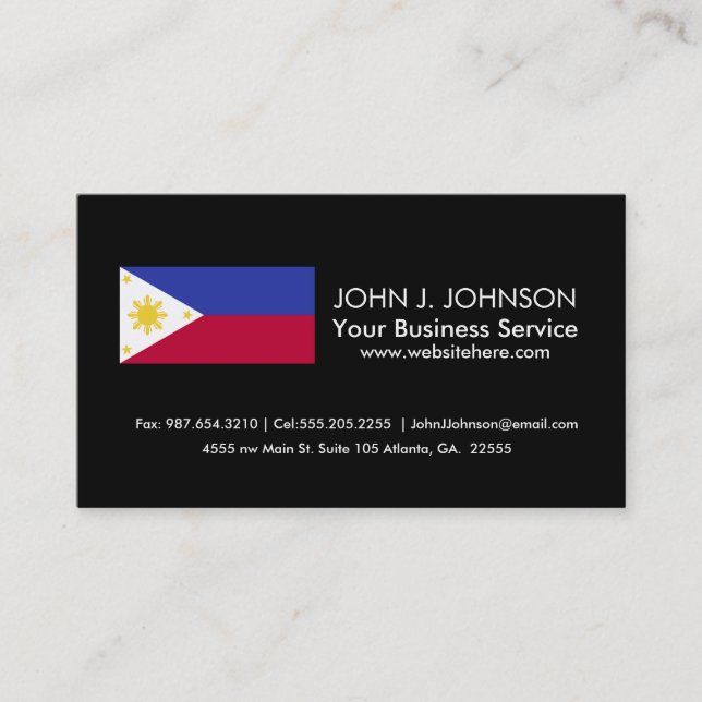 Tarjeta De Visita Bandera de las Filipinas (Anverso)