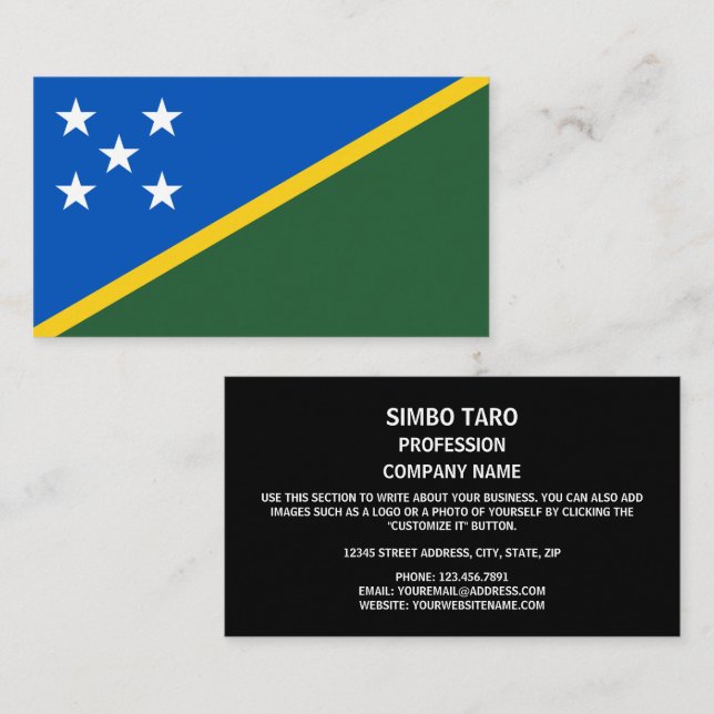 Tarjeta De Visita Bandera de las Islas Salomón, Bandera de las Islas (Anverso / Reverso)