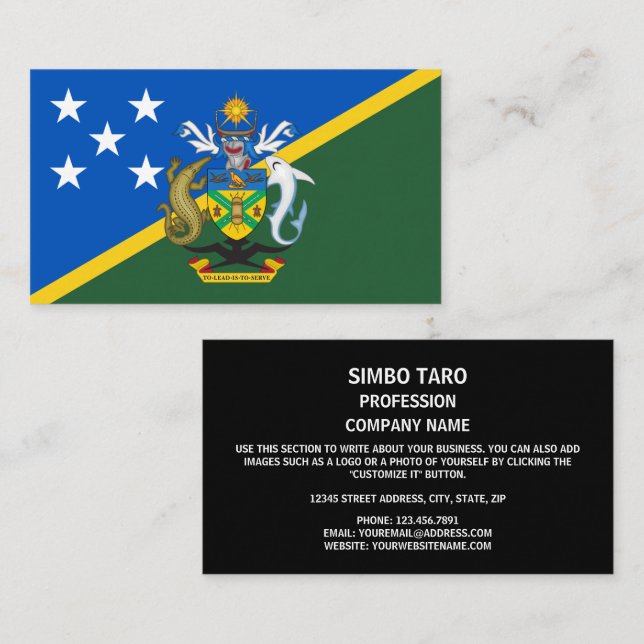Tarjeta De Visita Bandera de las Islas Salomón y escudo de armas (Anverso / Reverso)