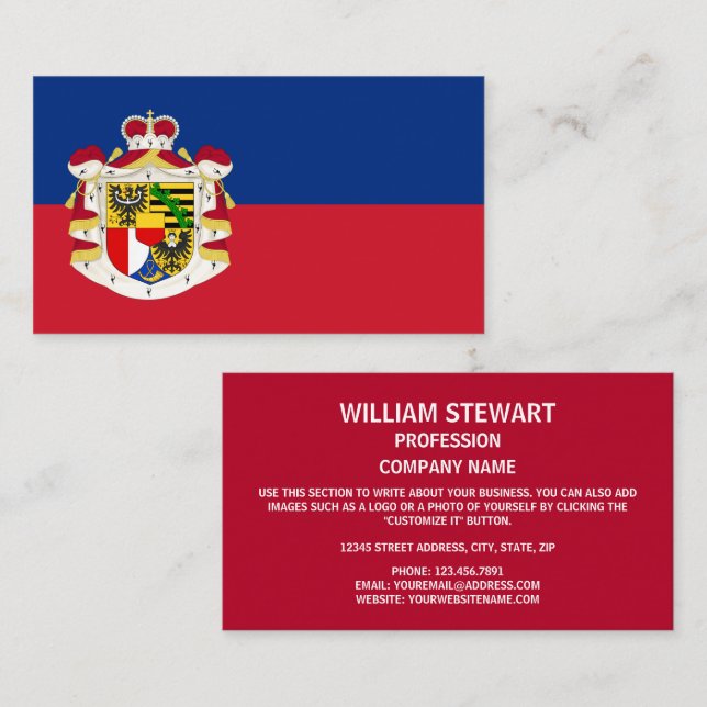 Tarjeta De Visita Bandera de Liechtenstein y escudo de armas (Anverso / Reverso)