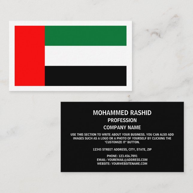 Tarjeta De Visita Bandera de los Emiratos Árabes Unidos (Anverso / Reverso)