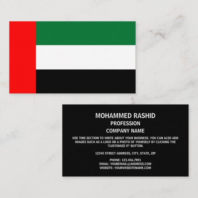 Tarjeta De Visita Bandera de los Emiratos Árabes Unidos (Anverso / Reverso)