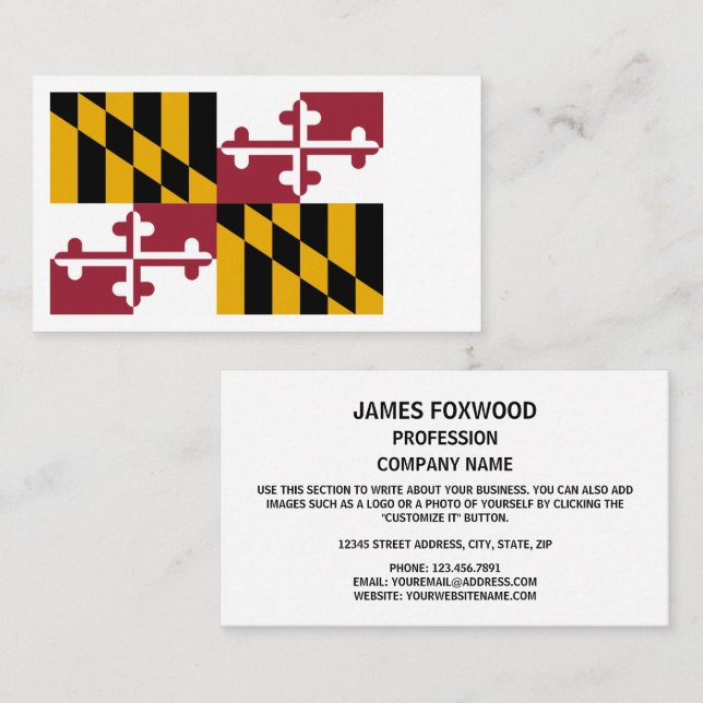 Tarjeta De Visita Bandera de Marylander, Bandera de Maryland (Anverso / Reverso)