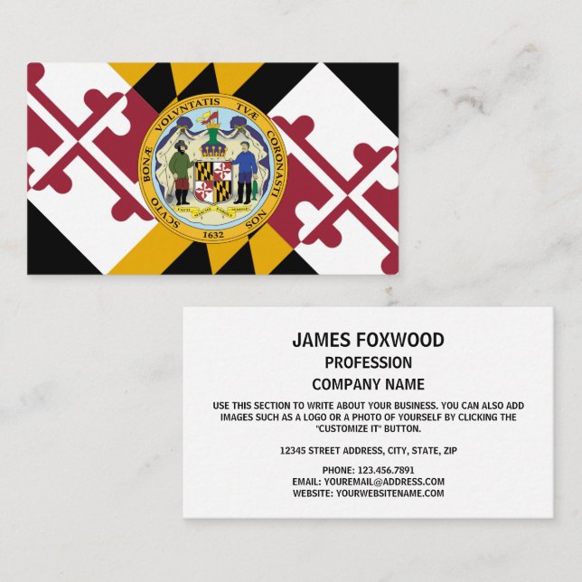 Tarjeta De Visita Bandera de Marylander y diseño de focas, bandera d (Anverso / Reverso)