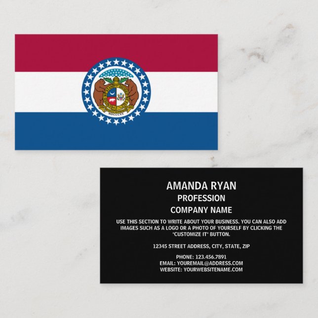 Tarjeta De Visita Bandera de Misuria, bandera de Misuri (Anverso / Reverso)