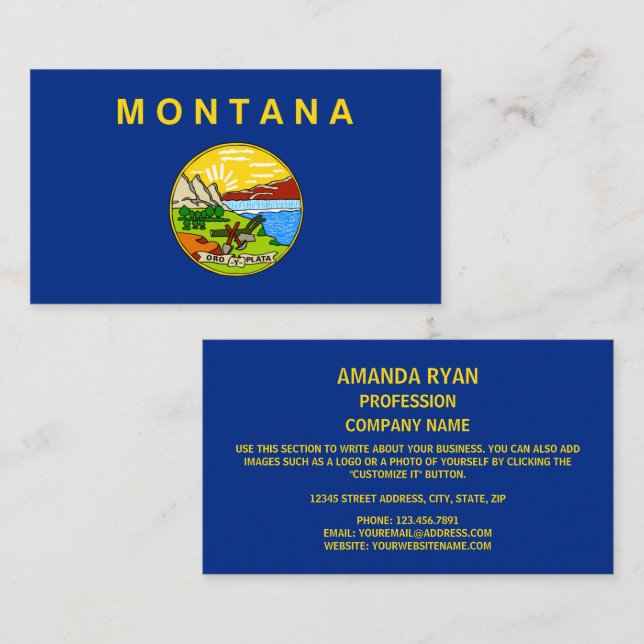 Tarjeta De Visita Bandera de Montanán, Bandera de Montana (Anverso / Reverso)