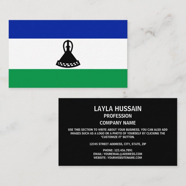 Tarjeta De Visita Bandera de Mosotho, bandera de Lesoto (Anverso / Reverso)