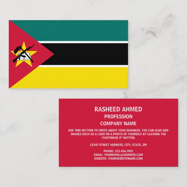 Tarjeta De Visita Bandera de Mozambique (Anverso / Reverso)