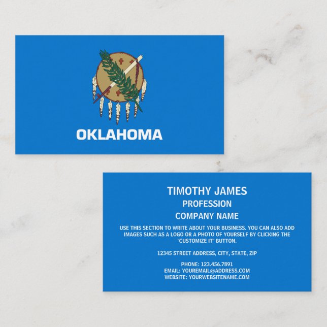 Tarjeta De Visita Bandera de Oklahoma, Bandera de Oklahoma (Anverso / Reverso)