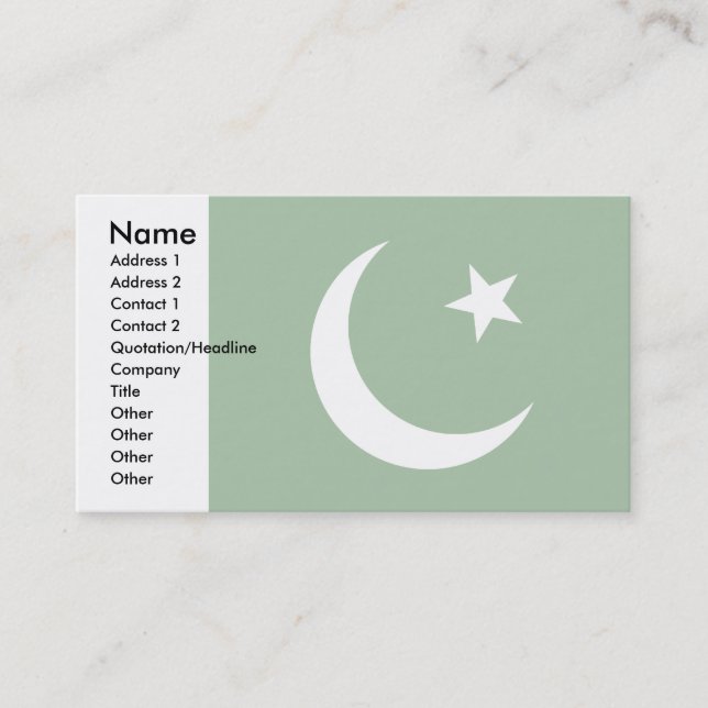 Tarjeta De Visita Bandera de Paquistán (Anverso)