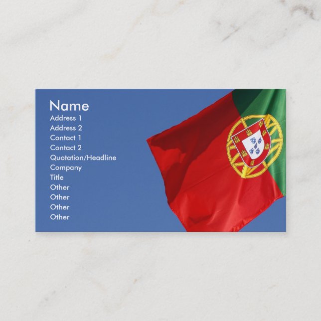 Tarjeta De Visita Bandera de Portugal (Anverso)
