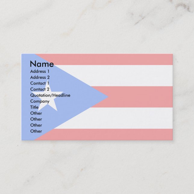 Tarjeta De Visita Bandera de Puerto Rico (Anverso)