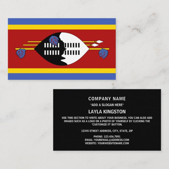 Tarjeta De Visita Bandera de Suazilandia, Bandera de Eswatini (Anverso / Reverso)
