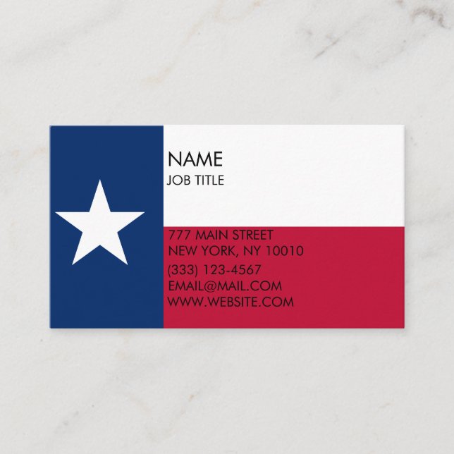 Tarjeta De Visita Bandera de Texas moderna (Anverso)