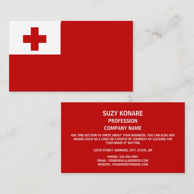 Tarjeta De Visita Bandera de Tonga, bandera de Tonga (Anverso / Reverso)