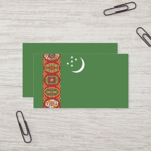 Tarjeta De Visita Bandera de Turkmenistán (Anverso/Reverso In Situ)