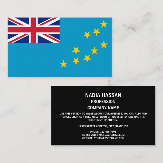 Tarjeta De Visita Bandera de Tuvalu, Bandera de Tuvalu (Anverso / Reverso)