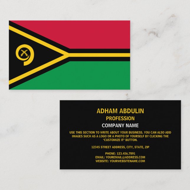 Tarjeta De Visita Bandera de Vanuatu, Bandera de Vanuatu (Anverso / Reverso)