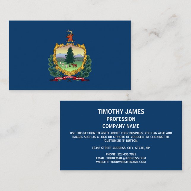 Tarjeta De Visita Bandera de Vermonter, Bandera de Vermont (Anverso / Reverso)