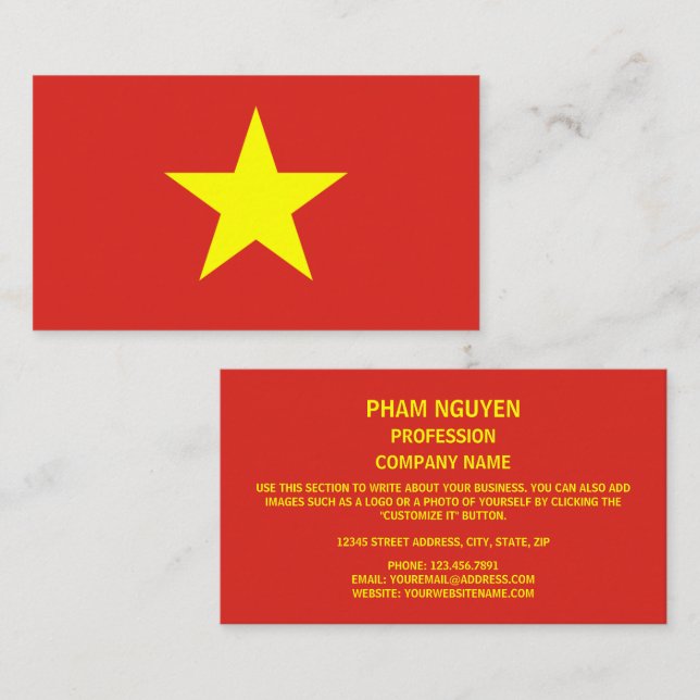Tarjeta De Visita Bandera de Vietnam (Anverso / Reverso)