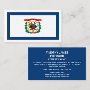 Tarjeta De Visita Bandera de Virginia Occidental, Bandera de Virgini