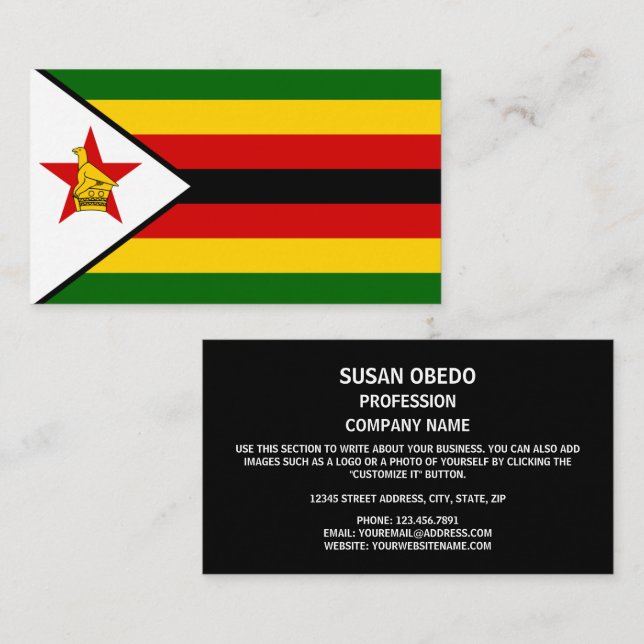 Tarjeta De Visita Bandera de Zimbabue, bandera de Zimbabue (Anverso / Reverso)
