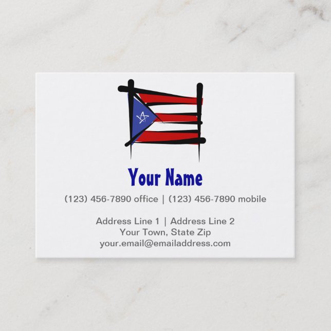 Tarjeta De Visita Bandera del cepillo de Puerto Rico (Anverso)