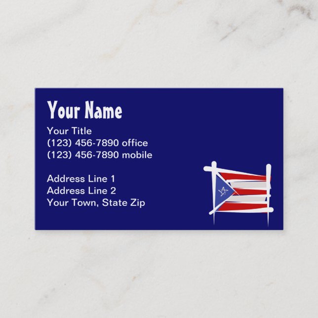 Tarjeta De Visita Bandera del cepillo de Puerto Rico (Anverso)