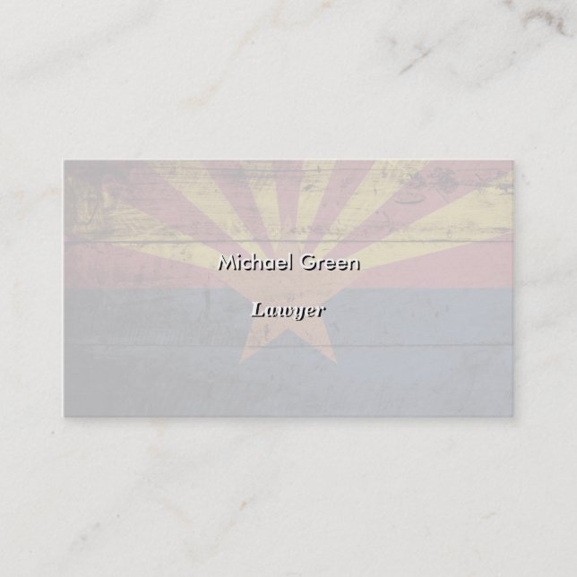 Tarjeta De Visita Bandera del estado de Arizona en grano de madera (Anverso)