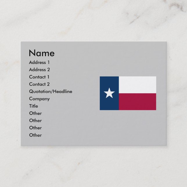 Tarjeta De Visita Bandera del estado de Tejas (Anverso)