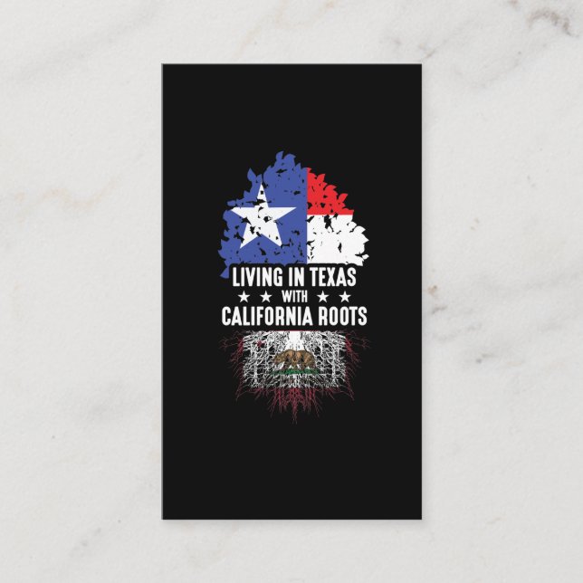 Tarjeta De Visita Bandera del Estado de Texas, California, raíces de (Anverso)
